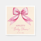 ピンクのリボン赤ちゃんシャワーかわいいエレガントテンプレート スタンダードカクテルナプキン (正面)