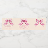 ピンクのリボン赤ちゃんシャワーかわいいエレガントテンプレート ペットボトルラベル (シングルラベル)