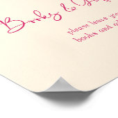 ピンクのリボン赤ちゃんシャワー本のギフトサイン ポスター (角)