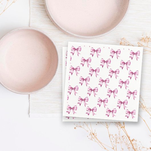 ピンクのリボン赤ちゃんシャワー スタンダードカクテルナプキン