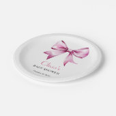 ピンクのリボン赤ちゃんシャワー ペーパープレート (アングル)