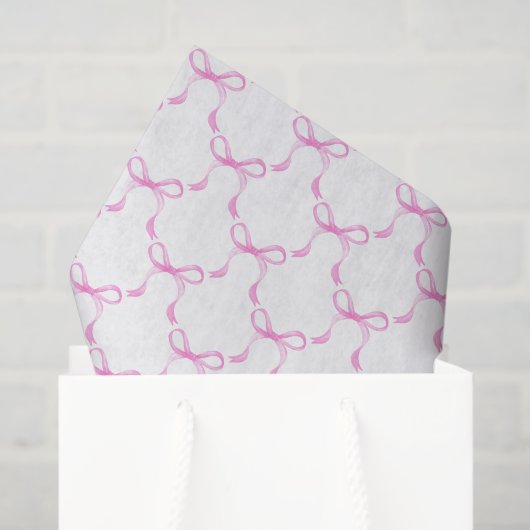 ピンクのリボン飾り デコパージュ 薄葉紙 (ギフトバッグ)