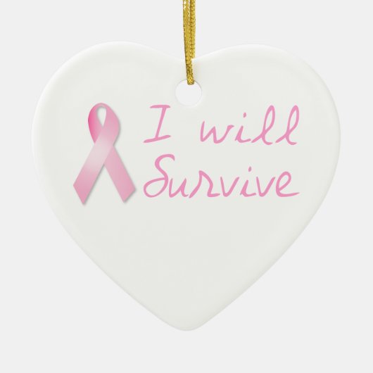 ピンクのリボン セラミックオーナメント (正面)