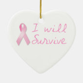 ピンクのリボン セラミックオーナメント (裏面)