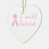 ピンクのリボン セラミックオーナメント (左)