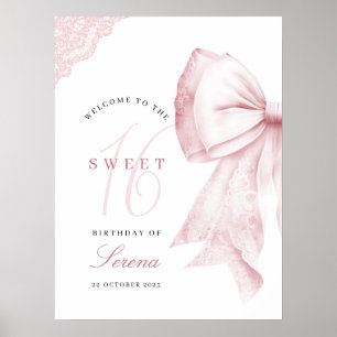 ピンクのリボン・バウ Sweet 16 誕生日 ポスター