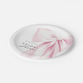 ピンクのリボン ブライダルシャワー ペーパープレート (アングル)