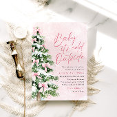 ピンクのリボン ベイビー イッツ コールド アウトサイド ベイビー シャワー 招待状