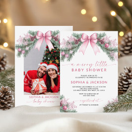 ピンクのリボン メリーリトルベイビーシャワーの招待状 招待状