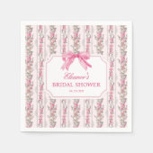 ピンクのリボン ラブシャック 婚約者 ブライダルシャワーのお土産 スタンダードカクテルナプキン (正面)