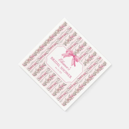 ピンクのリボン ラブシャック 婚約者 ブライダルシャワーのお土産 スタンダードカクテルナプキン (角)