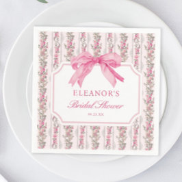 ピンクのリボン ラブシャック 婚約者 ブライダルシャワーの贈り物 スタンダードカクテルナプキン