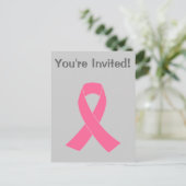 ピンクのリボン-乳癌の認識度 インビテーションポストカード (スタンド正面)