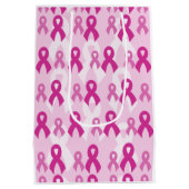 ピンクのリボン/光…乳がん ミディアムペーパーバッグ (裏面)
