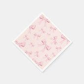 ピンクのリボン 可愛い コケティッシュ コテージ 誕生日パーティー スタンダードカクテルナプキン (角)