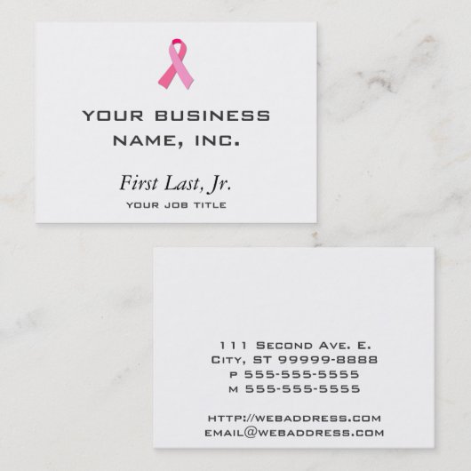 ピンクのリボン 名刺 (正面/裏面)