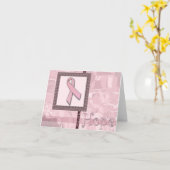 ピンクのリボン-希望 カード (黄色い花)