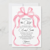 ピンクのリボン 彼女は結婚する ブライダルシャワー 招待状 (正面)
