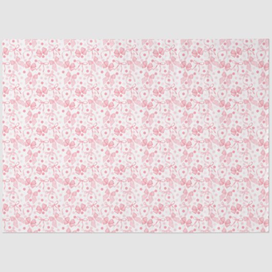 ピンクのリボン & 濃いピンクのドット 薄葉紙 (正面)