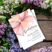 ピンクのリボン 現代のガレンティンの日 パーティー招待状 招待状