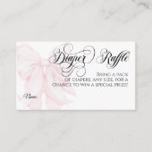 ピンクのリボン 現代 エレガント 女の子 ベビーシャワー おむつ エンクロージャーカード (正面)