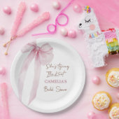 ピンクのリボン 結婚式前のお祝いパーティー ペーパープレート (パーティー)