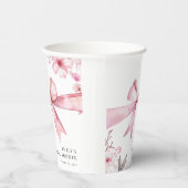 ピンクのリボン 結婚式前のお祝いパーティー 紙コップ (右)