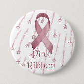 ピンクのリボン 缶バッジ (正面)