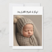 ピンクのリボン 赤ちゃんの誕生お知らせ 写真 招待状 (裏面)
