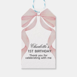 ピンクのリボン 1歳の誕生日 ギフトタグ