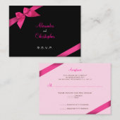 ピンクのリボンRSVP Minicard 2 エンクロージャーカード (正面/裏面)