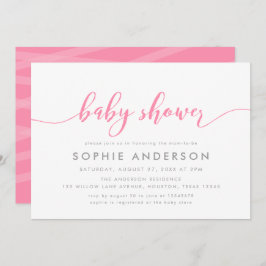 ピンクのリラックススクリプトの赤ちゃんシャワー 招待状