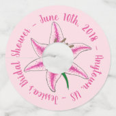 ピンクのリリーの花 イースター ブライダル ベビーシャワー ユリの花 ワイングラスタグ (正面)