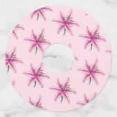 ピンクのリリーの花 イースター ブライダル ベビーシャワー ユリの花 ワイングラスタグ (裏面)