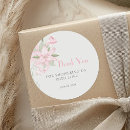 ピンクのリリーグリーン離れ赤ちゃんシャワー ラウンドシール