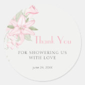 ピンクのリリーグリーン離れ赤ちゃんシャワー ラウンドシール (正面)