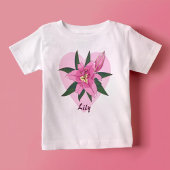 ピンクのリリーハート ベビーTシャツ