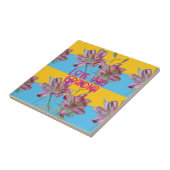 ピンクのリリーユリアート祖母の名前の装飾 タイル (側面)