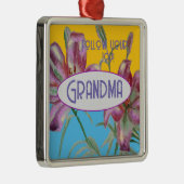 ピンクのリリーユリアート祖母の名前の装飾 メタルオーナメント (右)