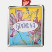 ピンクのリリーユリアート祖母の名前の装飾 メタルオーナメント (左)