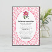 ピンクのリリーヨーロッパスタイル死の発表カード 案内状 (スタンド正面)