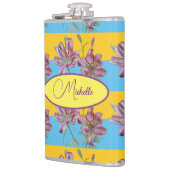 ピンクのリリー水の色絵画の女の子のフローラアート フラスク (左)