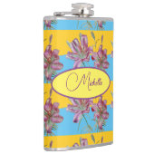 ピンクのリリー水の色絵画の女の子のフローラアート フラスク (右)