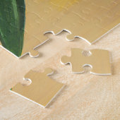 ピンクのリリー絵画アクリル金ゴールド背景 ジグソーパズル (側面)