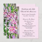 ピンクのリリー葬儀のお知らせ 招待状 (正面/裏面)