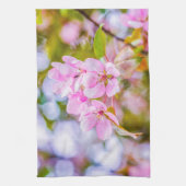ピンクのリンゴの花 キッチンタオル (縦)