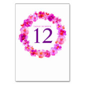 ピンクのリース水彩花アートテーブル番号 テーブルナンバー (正面)