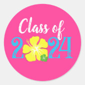ピンクのルアウトロピカル卒業ラウンドステッカー ラウンドシール