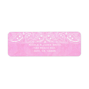 ピンクのルスティックペイズリー カントリーウエスタン ウェディング ラベル