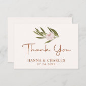 ピンクのルビーチェントリーグリーナリーユーカリ結婚プス サンキューカード (正面/裏面)